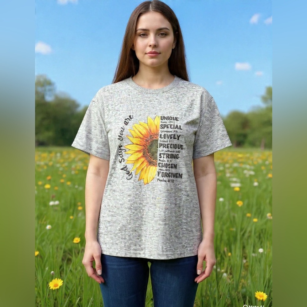 Sunflower Graphic Tee with Inspirational Text